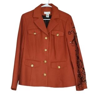 Spiegel Orange Jacket with Embroidered Sleeve